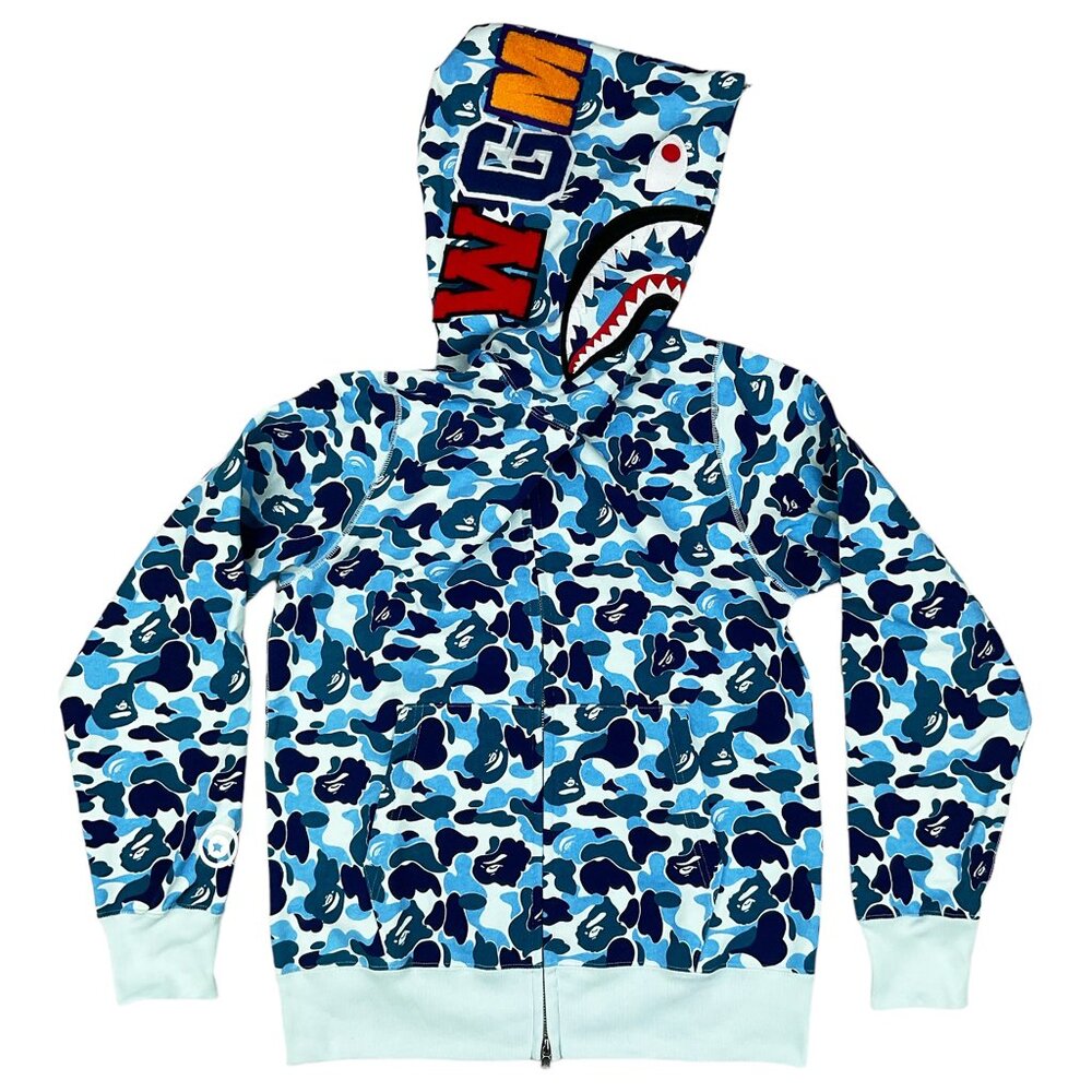 BAPE ABC Camo Shark WGM Full Zip Hoodie Blue | A Bathing Ape